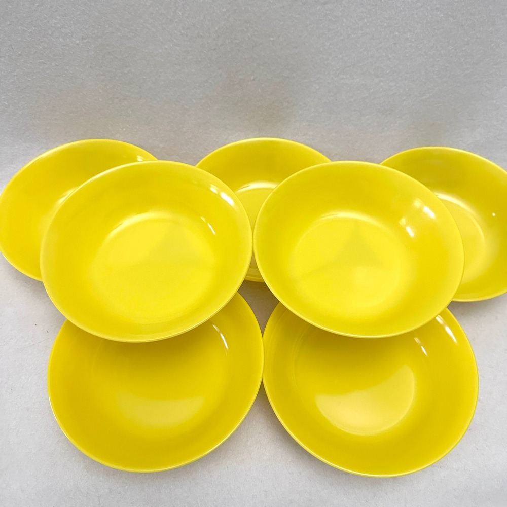 Vintage Texas Ware 6" Yellow Melamine Bowls Set of 7 Desert Salad Cereal MCM
